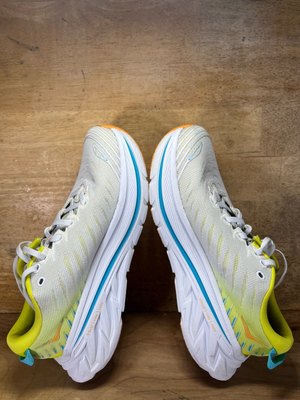 Hoka One One Bondi X Womens Size 8.5 Running Shoes Sneakers White Yellow Blue - Picture 6 of 12
